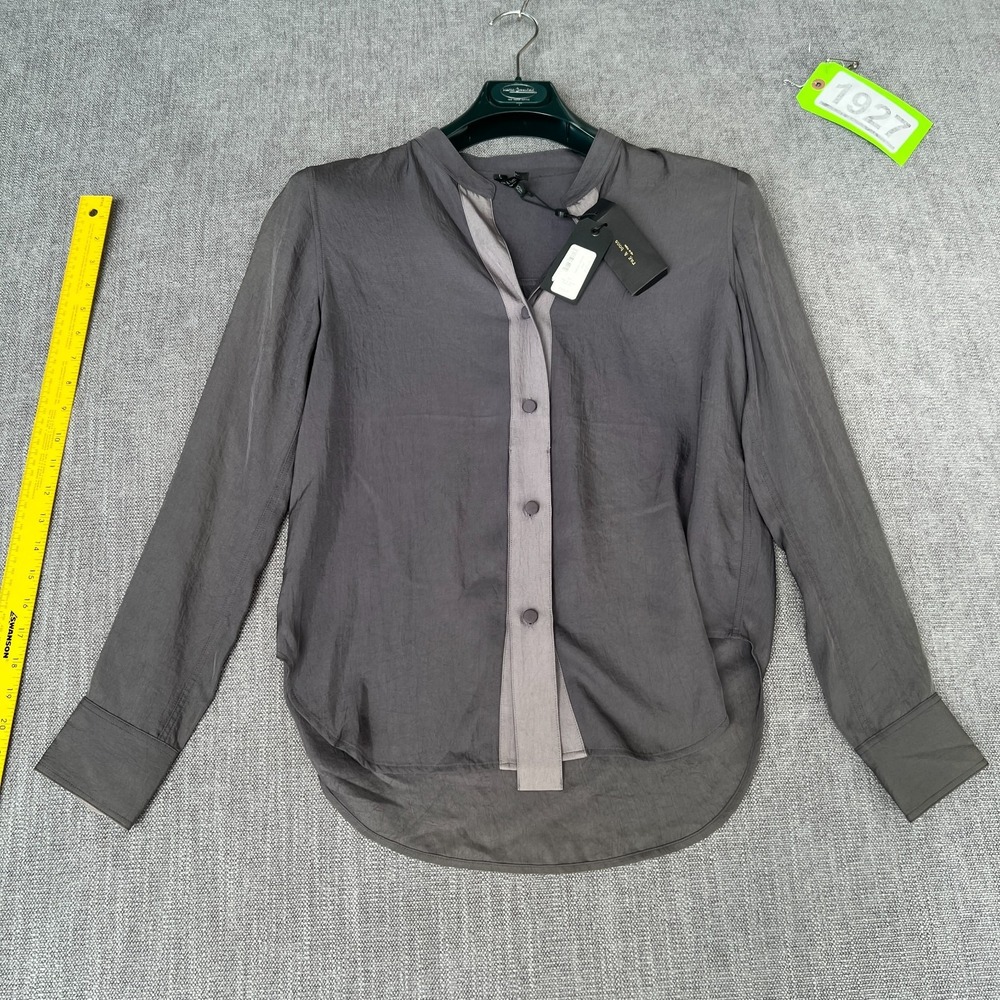 rag & bone NY Adrian Blouse Top Womens XS Gray Long Sleeve Formal Button Front